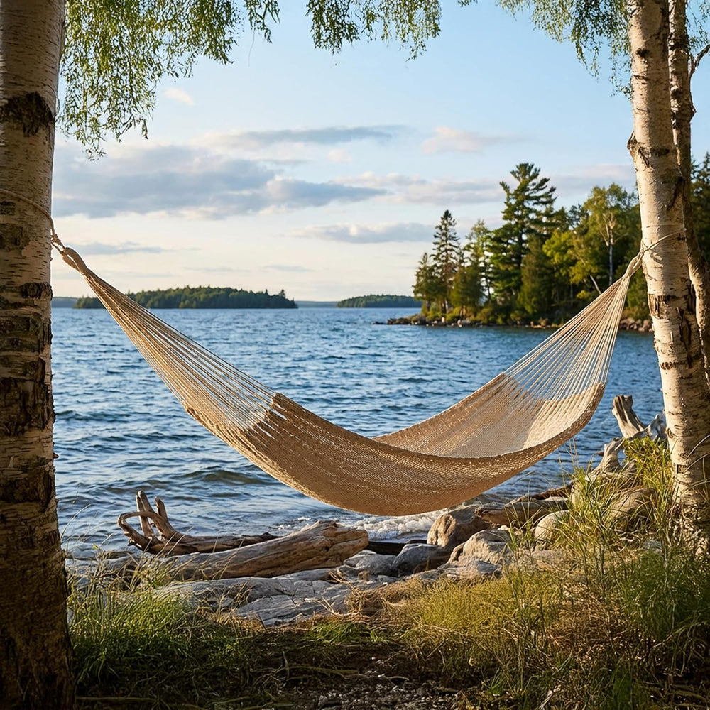 Sunnydaze Mayan XXL Double Heavy-Duty Hammock for Outside, Natural