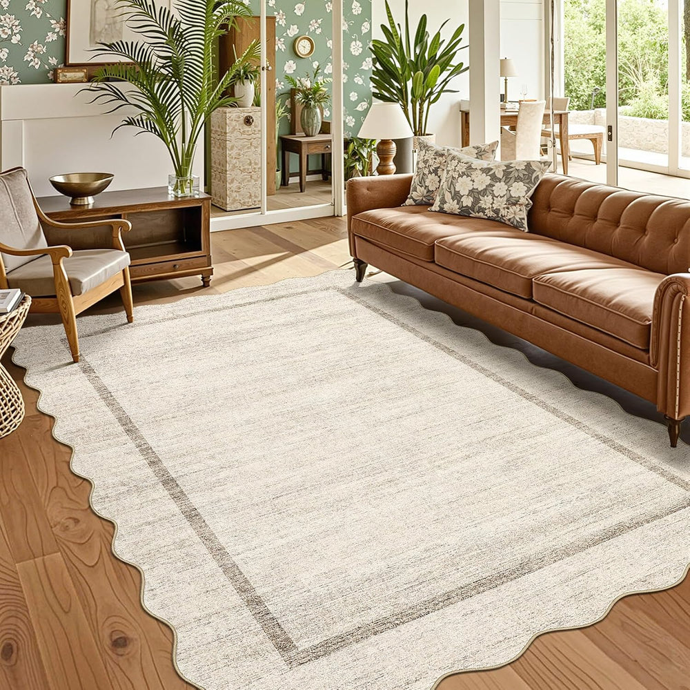 GarveeHome Scalloped Washable Rugs 5x7 Rug for Living Room Modern Non Slip