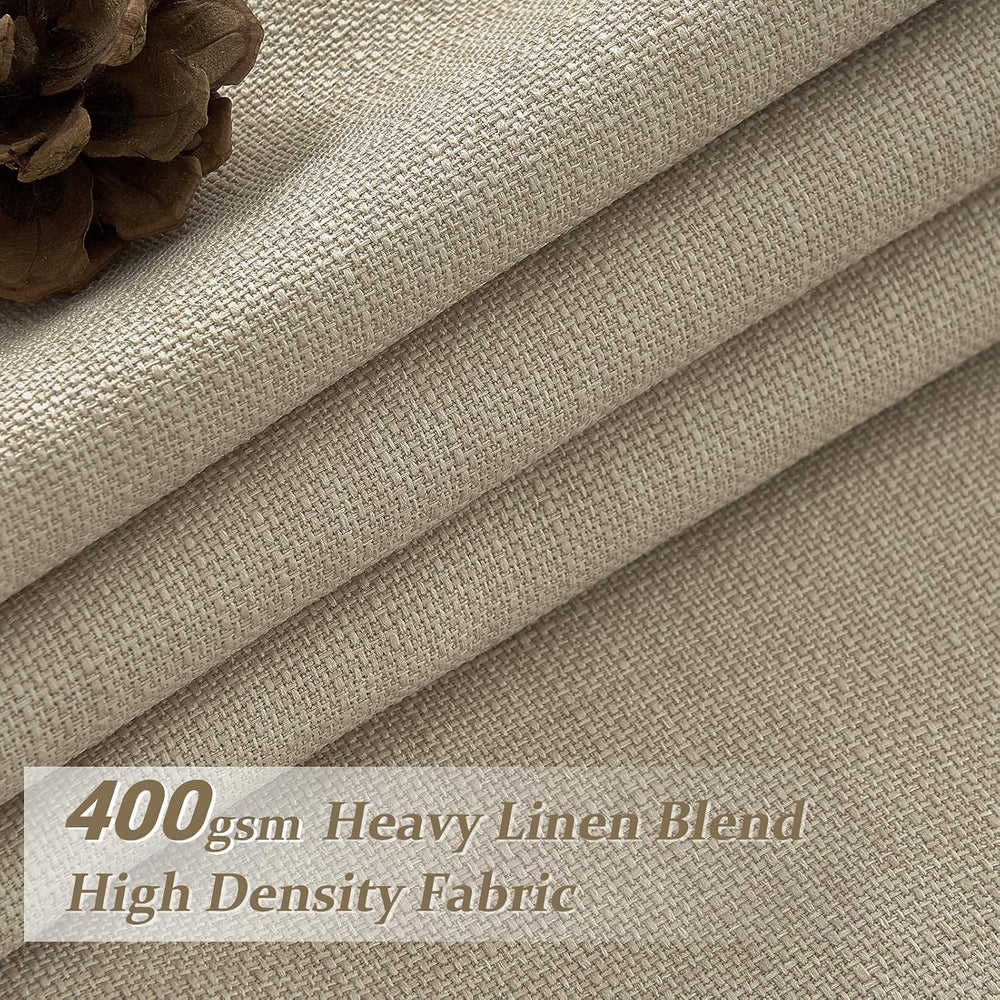 Pinch Pleated Linen Blackout Living Room Curtains 4 Panels Set 96 Inches Long...