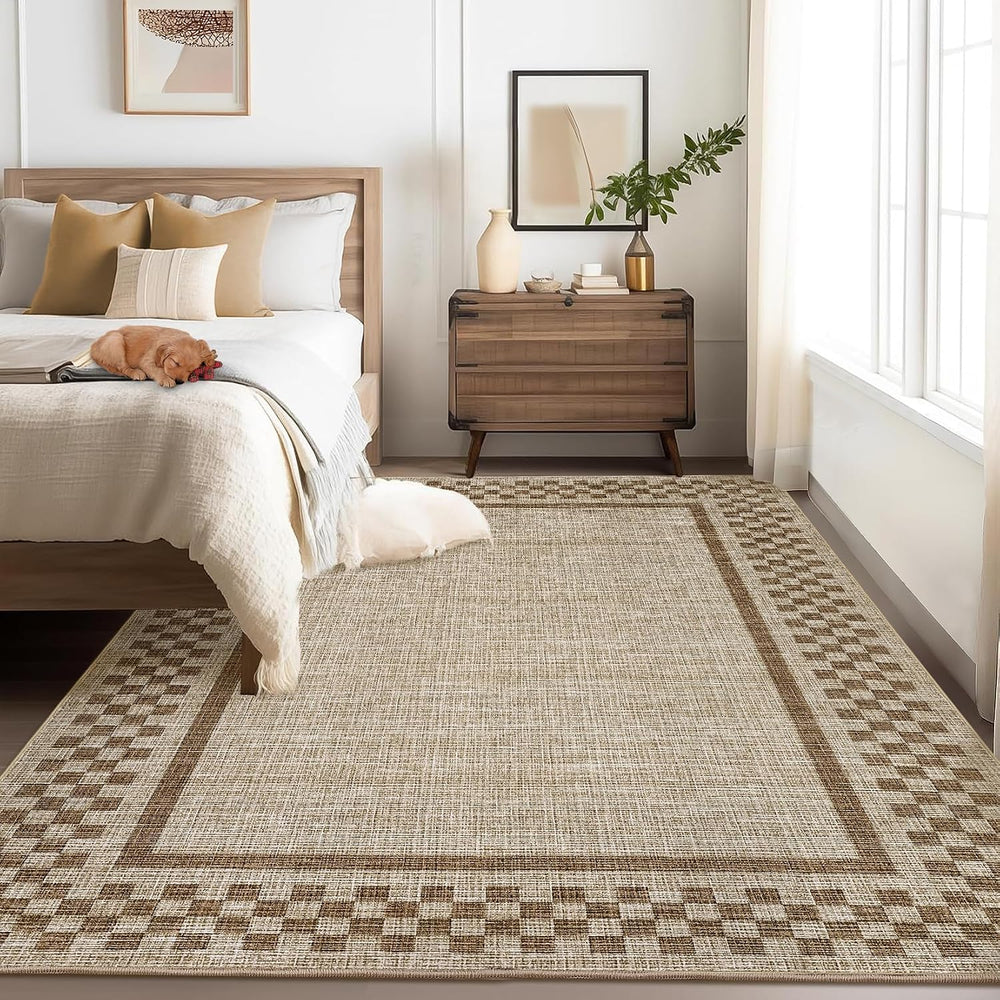 GarveeHome Modern Bordered 8x10 Washable Area Rugs for Living Room Bedroom