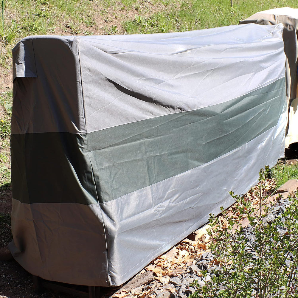 Sunnydaze 8-Foot Firewood Log Rack Cover, Gray with Green Stripe