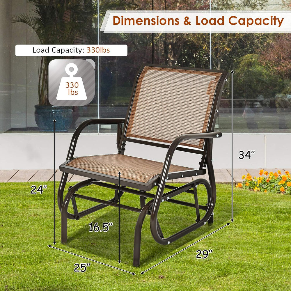 S AFSTAR Outdoor Patio Glider Chairs Set of 2, Porch Glider Swing with Breath...