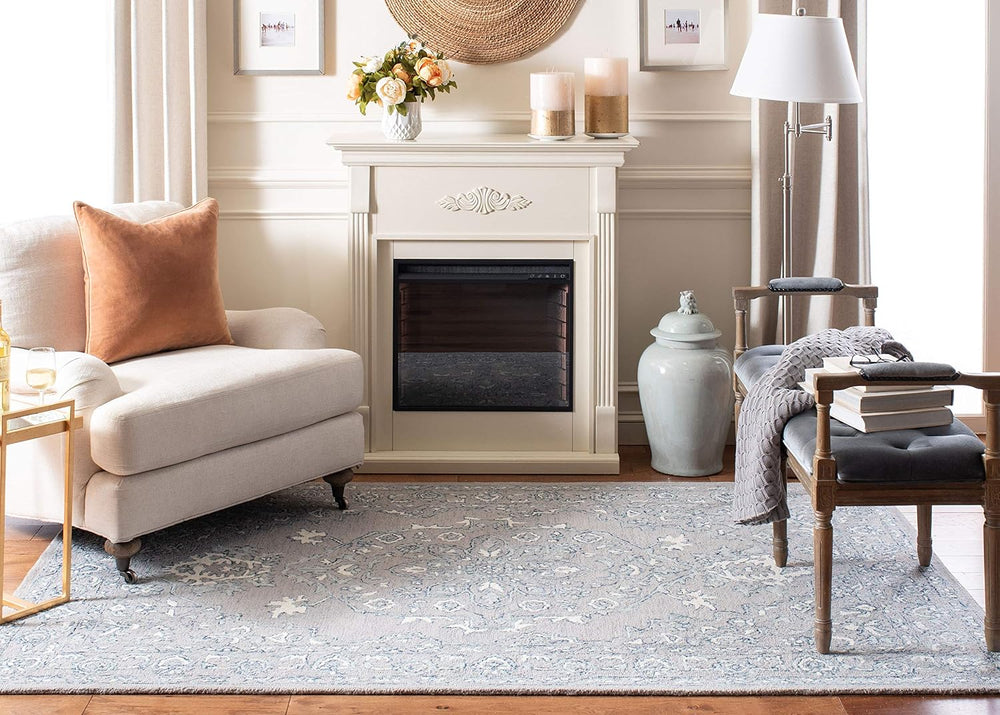 SAFAVIEH Micro-Loop Collection Area Rug - 10' x 14', Light Grey &...