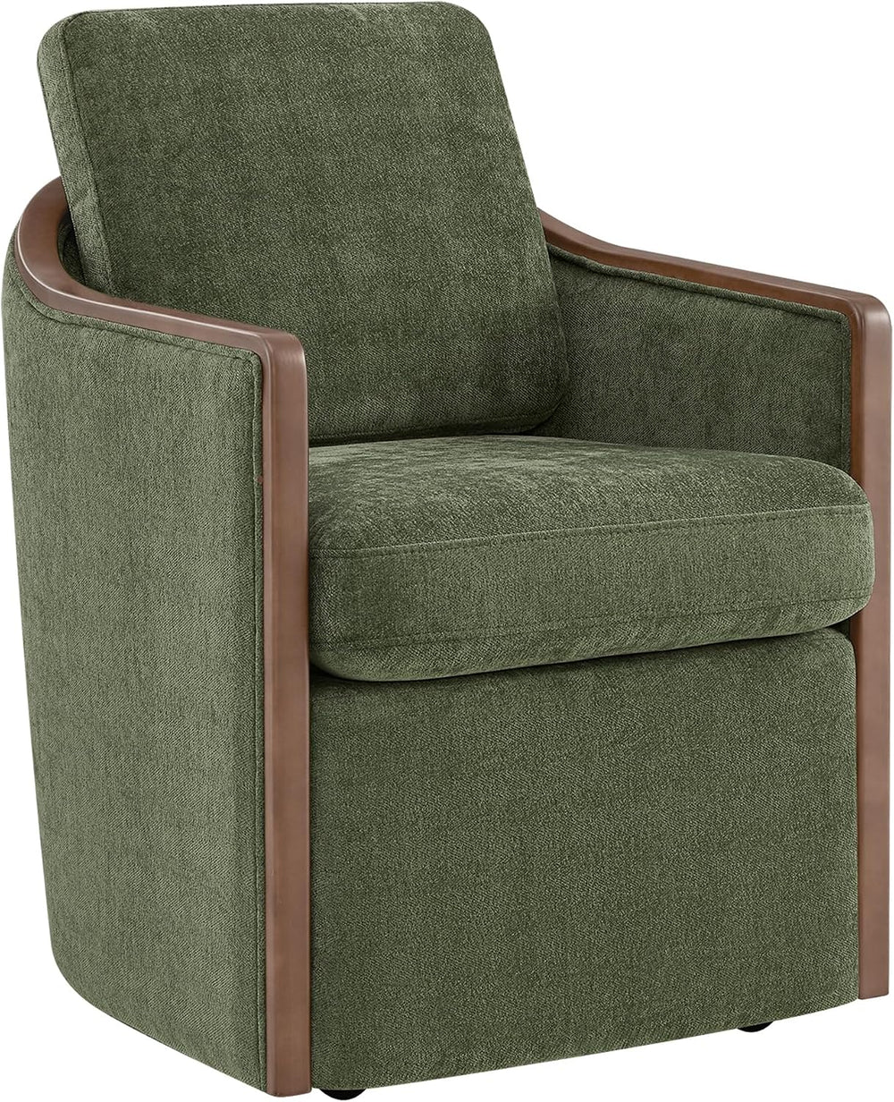 CHITA Upholstered Dining Chairs Set of 2 with Hidden Casters, Moss Green