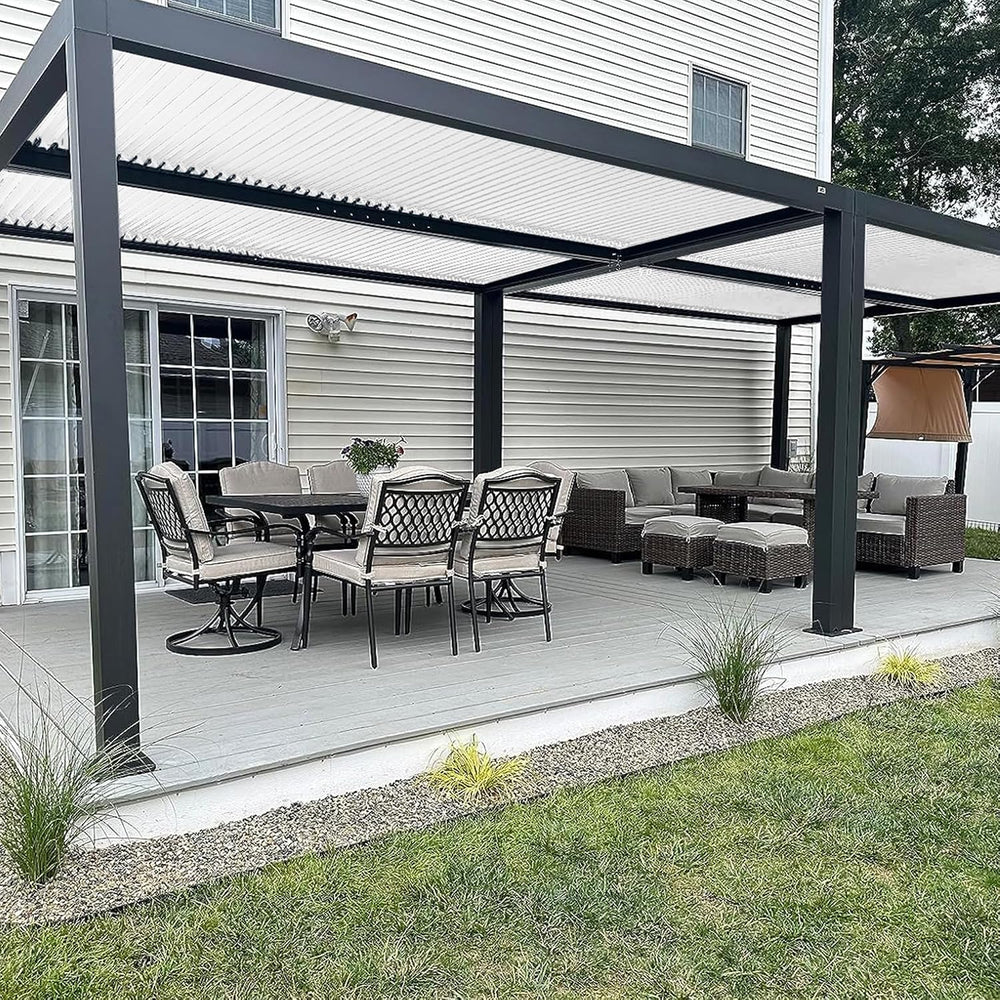 PURPLE LEAF Outdoor Pergola 11' x 13' Hardtop Pergola w/Independent Roof