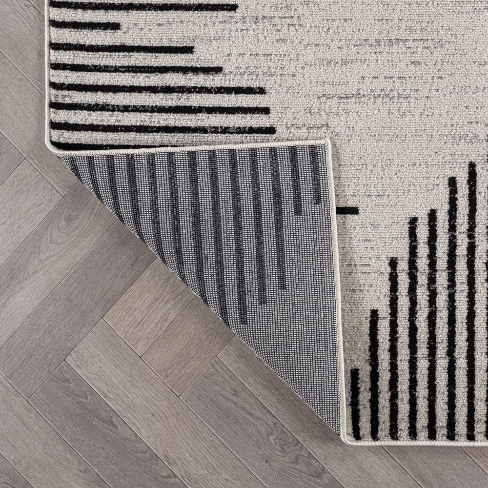 Modern Abstract Indoor Runner Rug Cream 2'3" x 12'