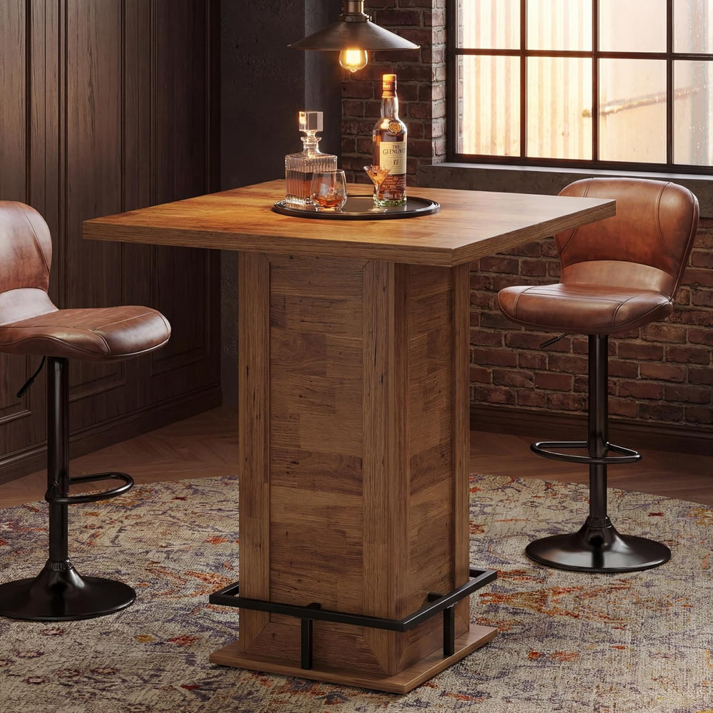 Tribesigns Square Bar Height Table, 39.4" H Counter Height Pub Table, Hi...