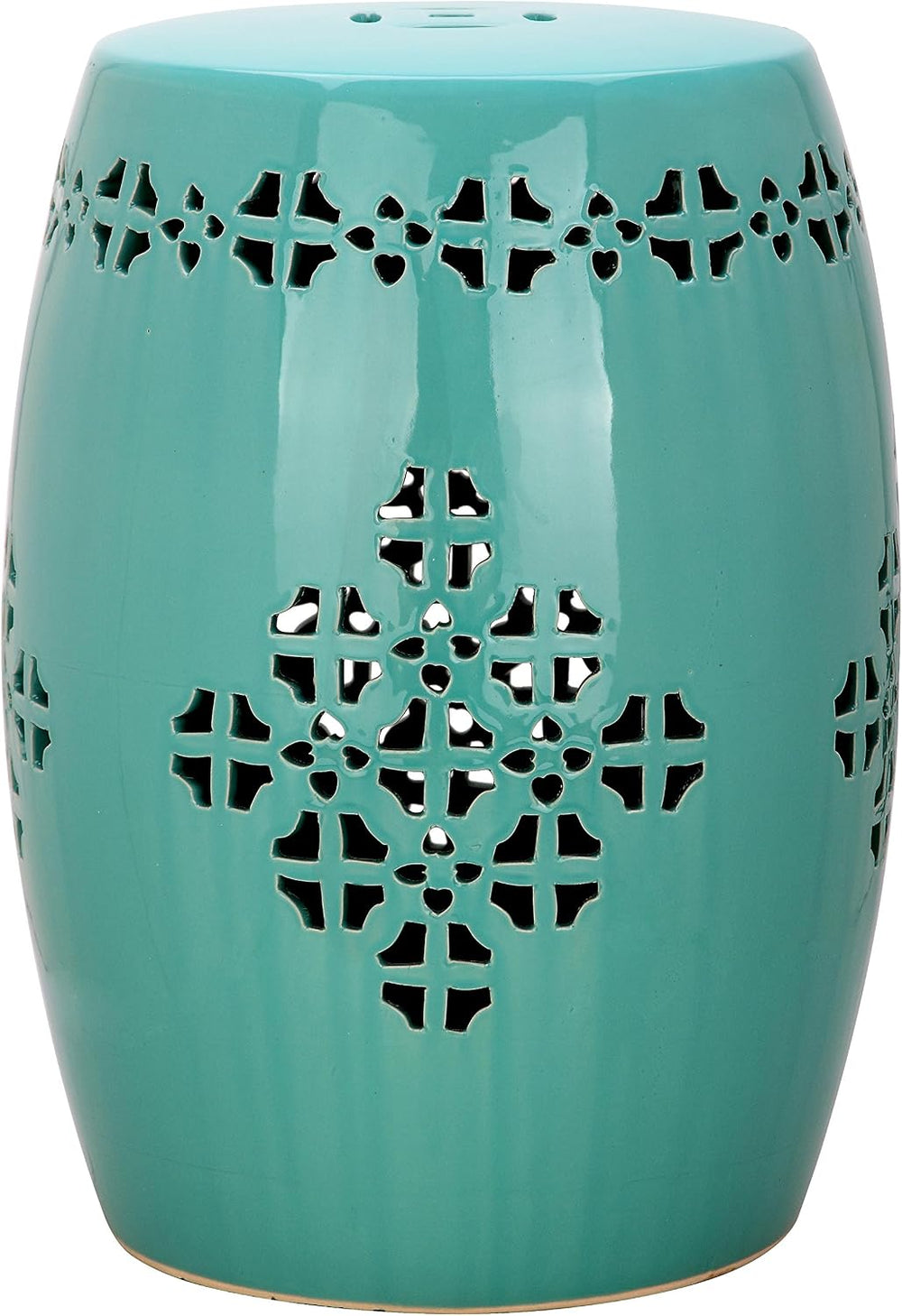 Safavieh Quatrefoil Ceramic Decorative Garden Stool, Light Blue