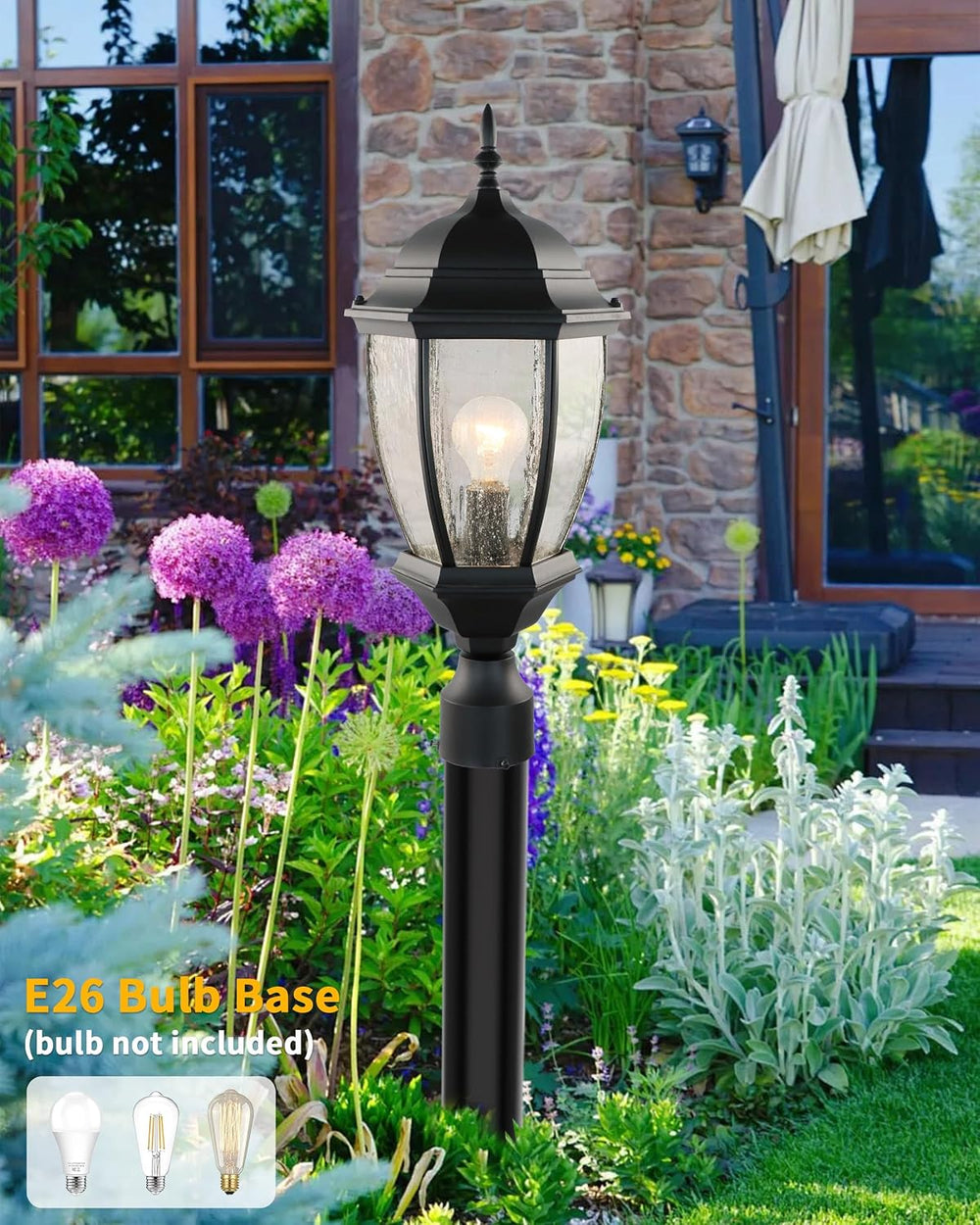 Outdoor Post Light, 21 Inch Aluminum Outside Post Lantern, Waterproof Exterio...