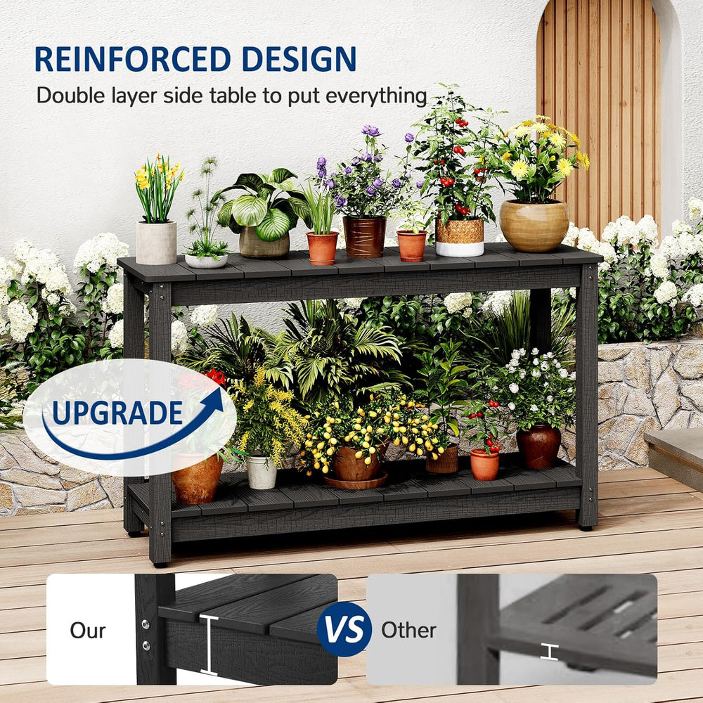 Outdoor Console Table, 48" Weather Resistant HIPS Patio Side Table