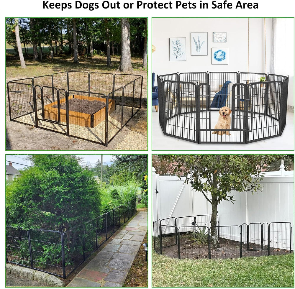 Garden Fence with Gate Metal Fencing for Yard, 32in x 46ft 20 Panels No Dig F...