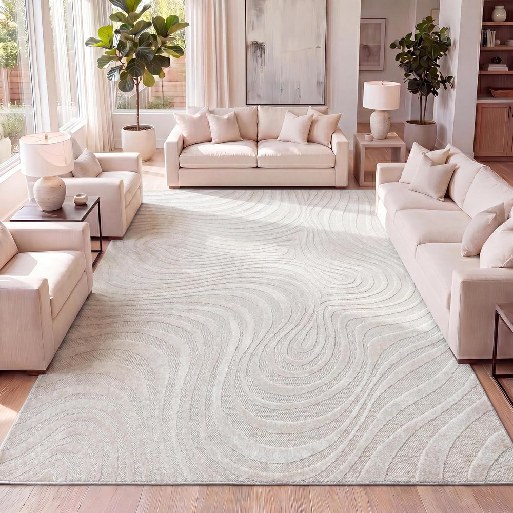 JONATHAN Y Maribo High-Low Abstract Striped Indoor/Outdoor Area Rug, Contempo...