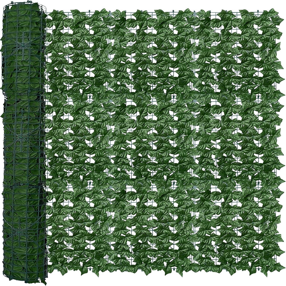 Artificial Fence Privacy Screen: 5FT x 50FT UV-Anti Faux Greenery Backdrop Iv...