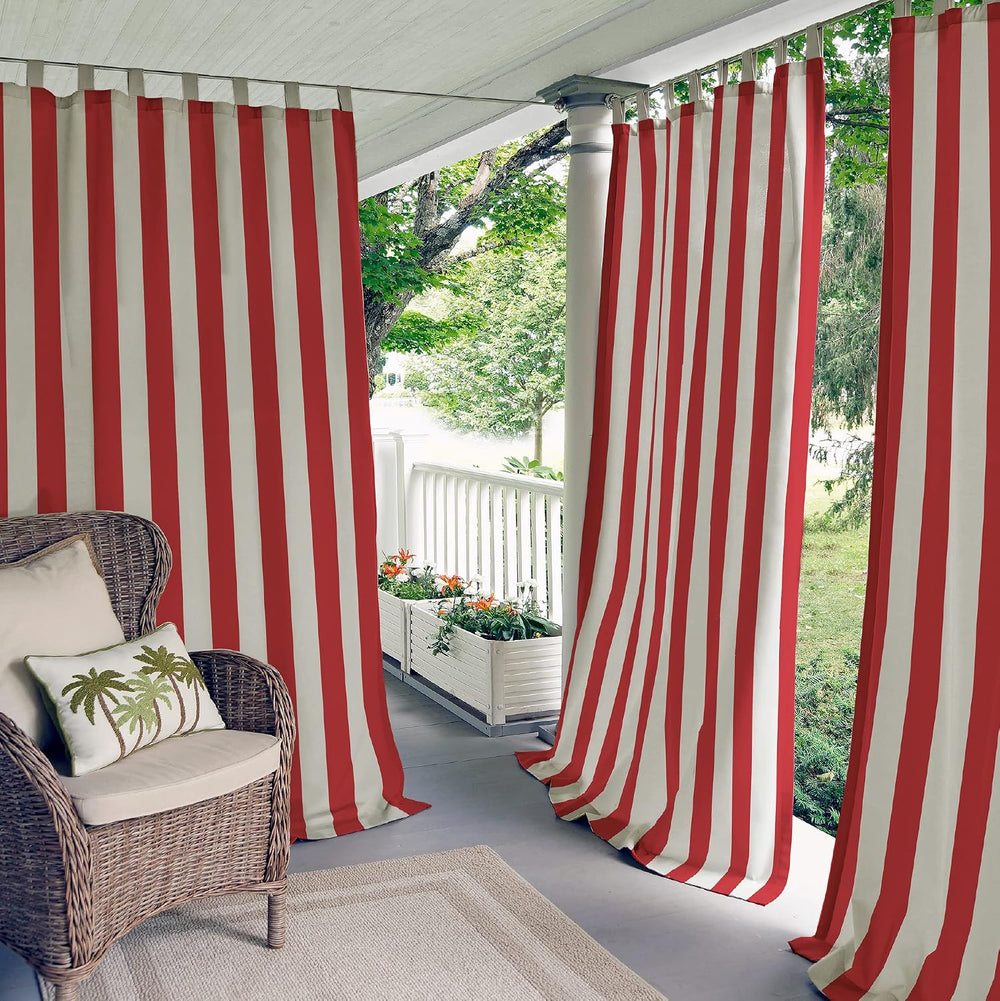 Elrene Home Fashions Highland Stripe Indoor/Outdoor Curtain Panel, 50 inches ...