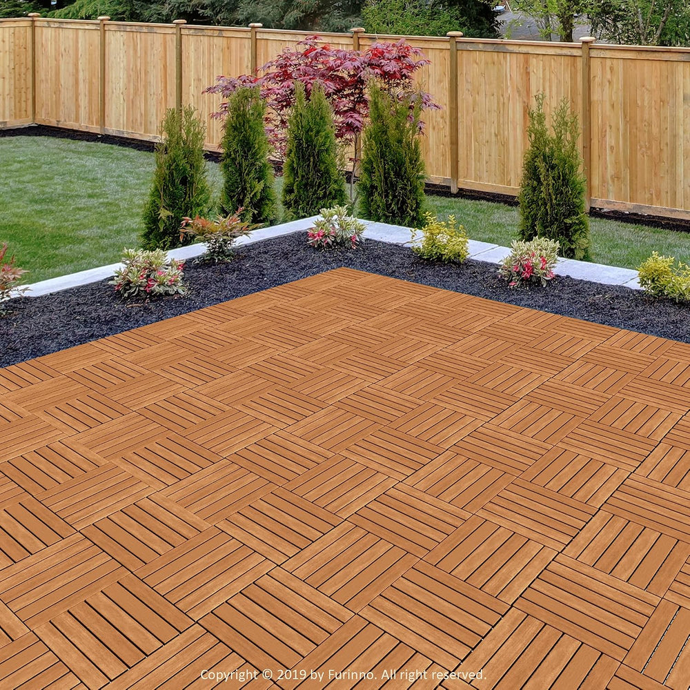 Furinno FG181034 Tioman Floor Decking Wood Tile, Natural (Pack of 10)