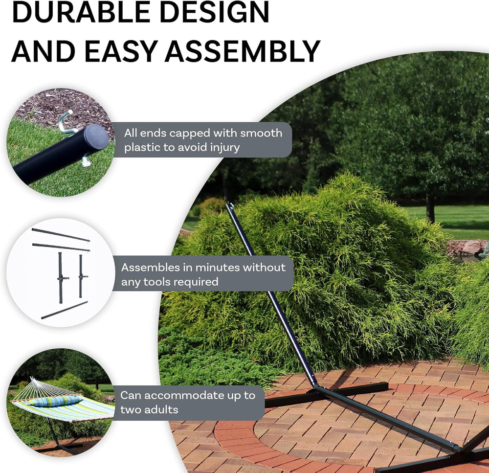 Sunnydaze Heavy-Duty Hammock Stand for Outside, Black, Easy Assembly