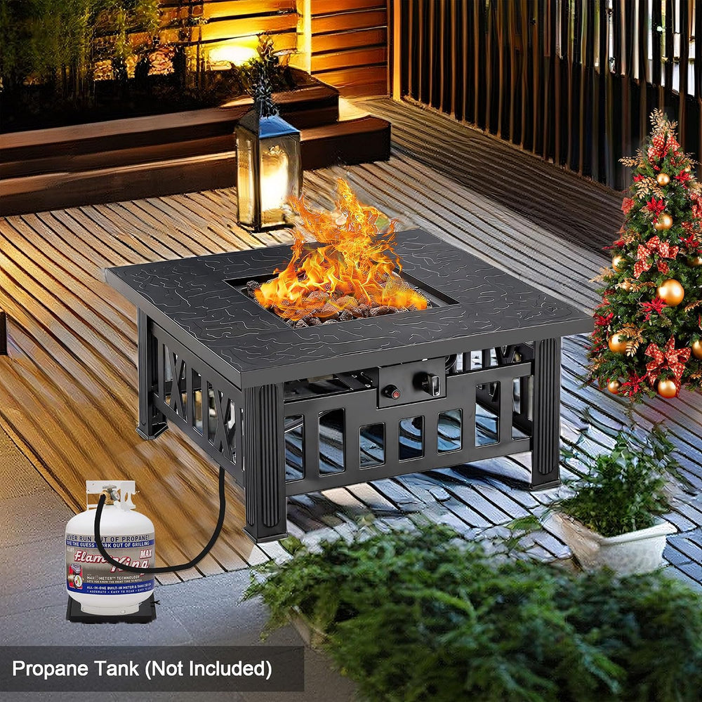 VECELO Propane Fire Pit, 30 Inch Outdoor Gas Fire Table, Square Firepit