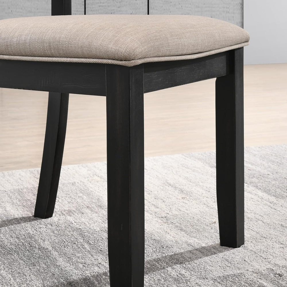 Roundhill Furniture Windvale Fabric Upholstered Dining Chair, Set of 2, Black