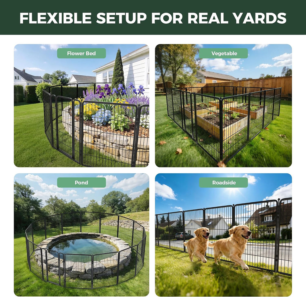 FXW No Dig Garden Fence, Outdoor for Yard, 40in(H) x 36.4ft(L), 16 Panels