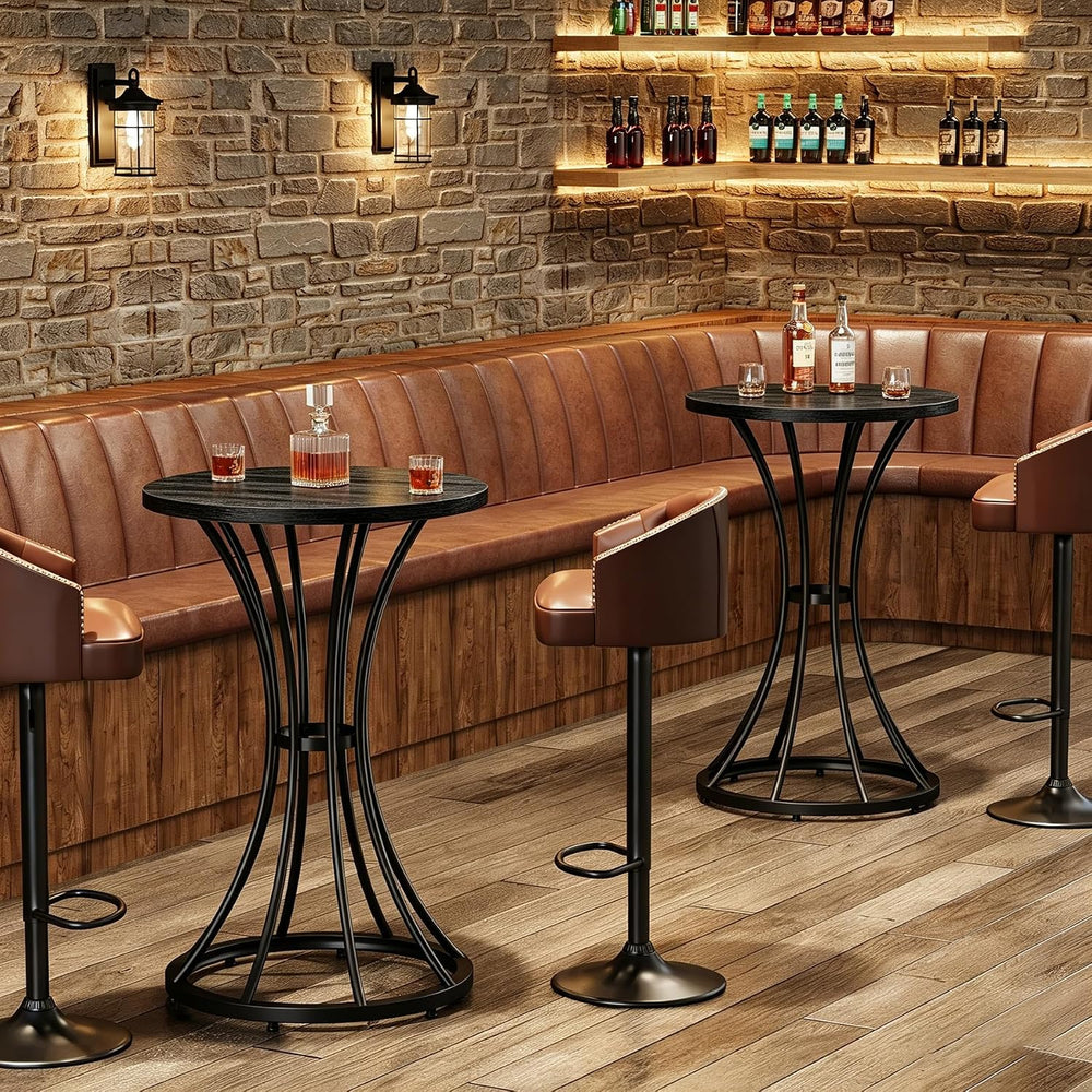 Tribesigns 37.4" H Bar Table, Round Bar Table with Curved Metal Base, Hi...