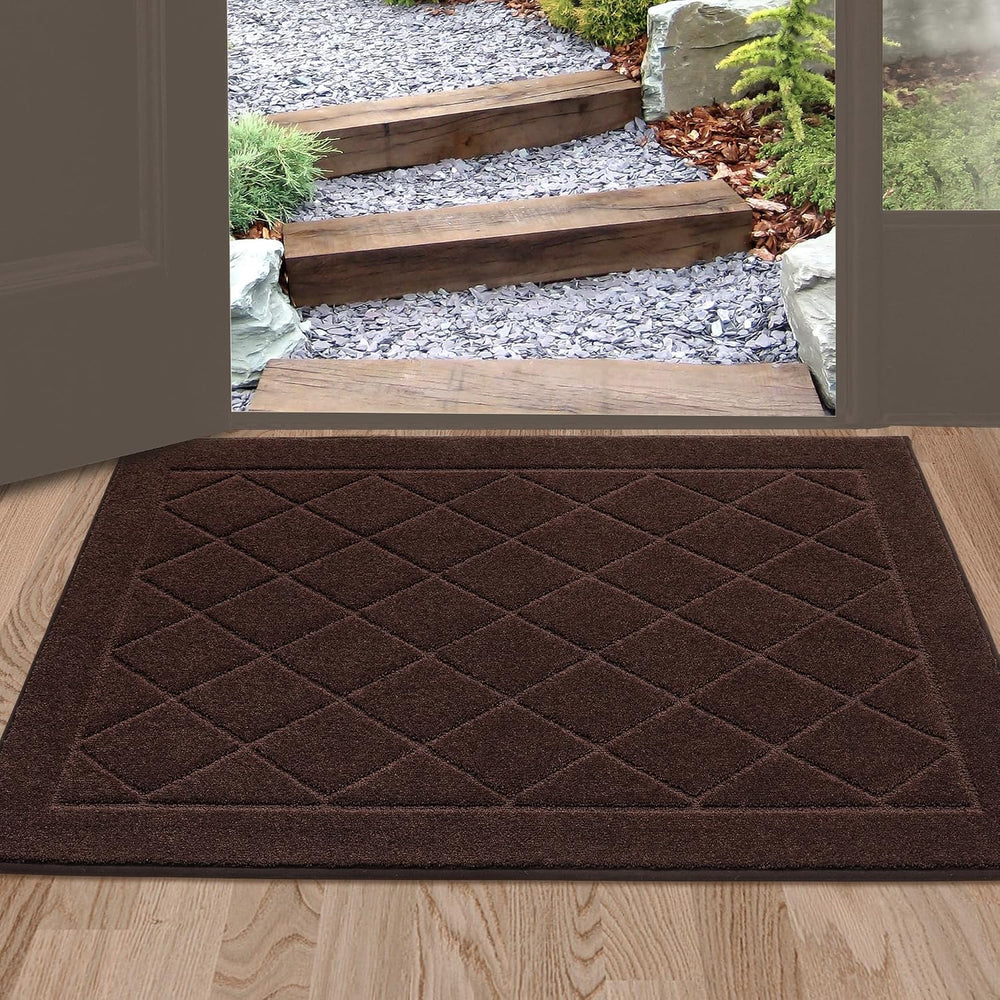 BEQHAUSE Dirt Trapper Door Mat 24" x 36", Doormat Non-Slip, Brown