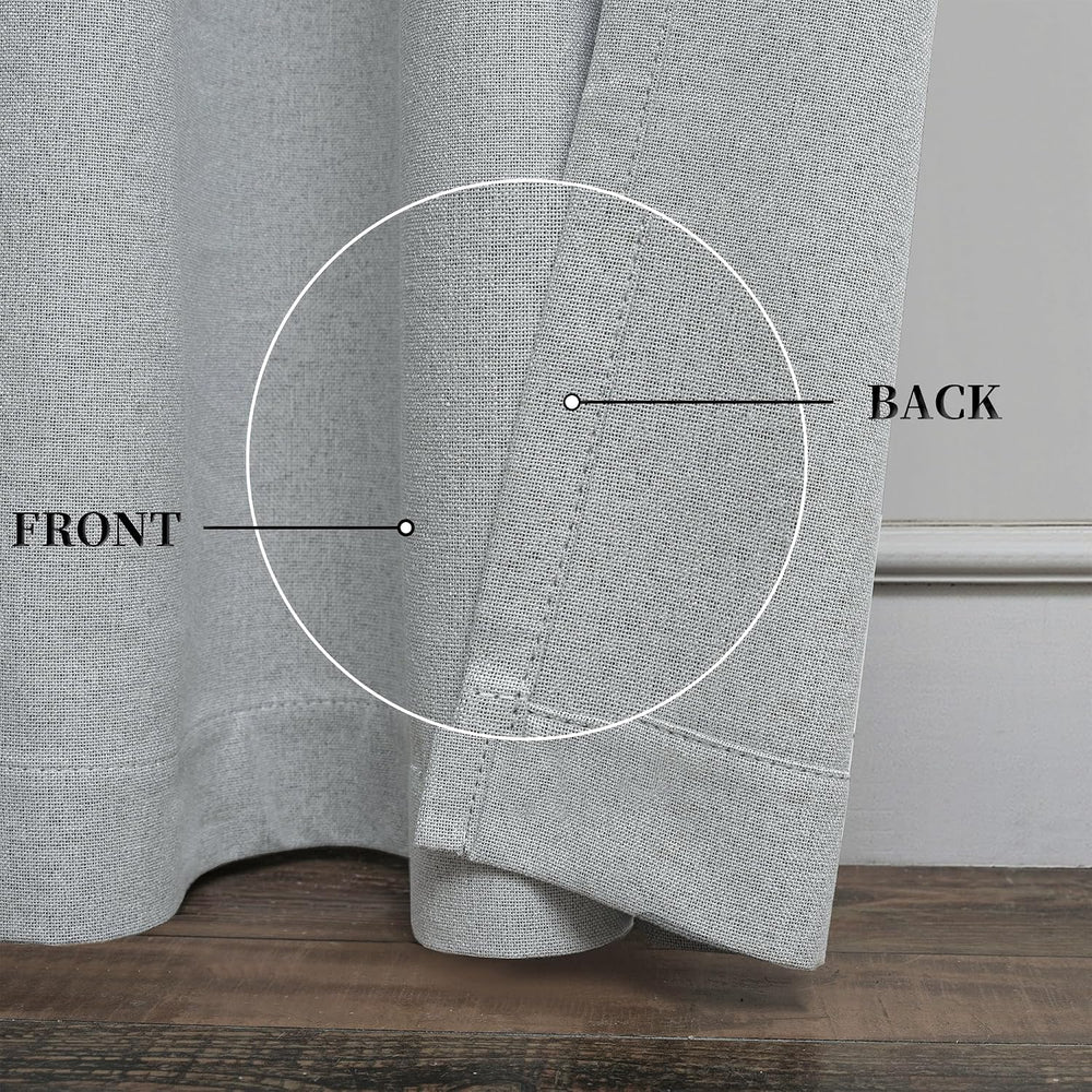 KEQIAOSUOCAI Light Grey 100% Blackout Linen Curtains 80 Inches Long 2 Panels ...
