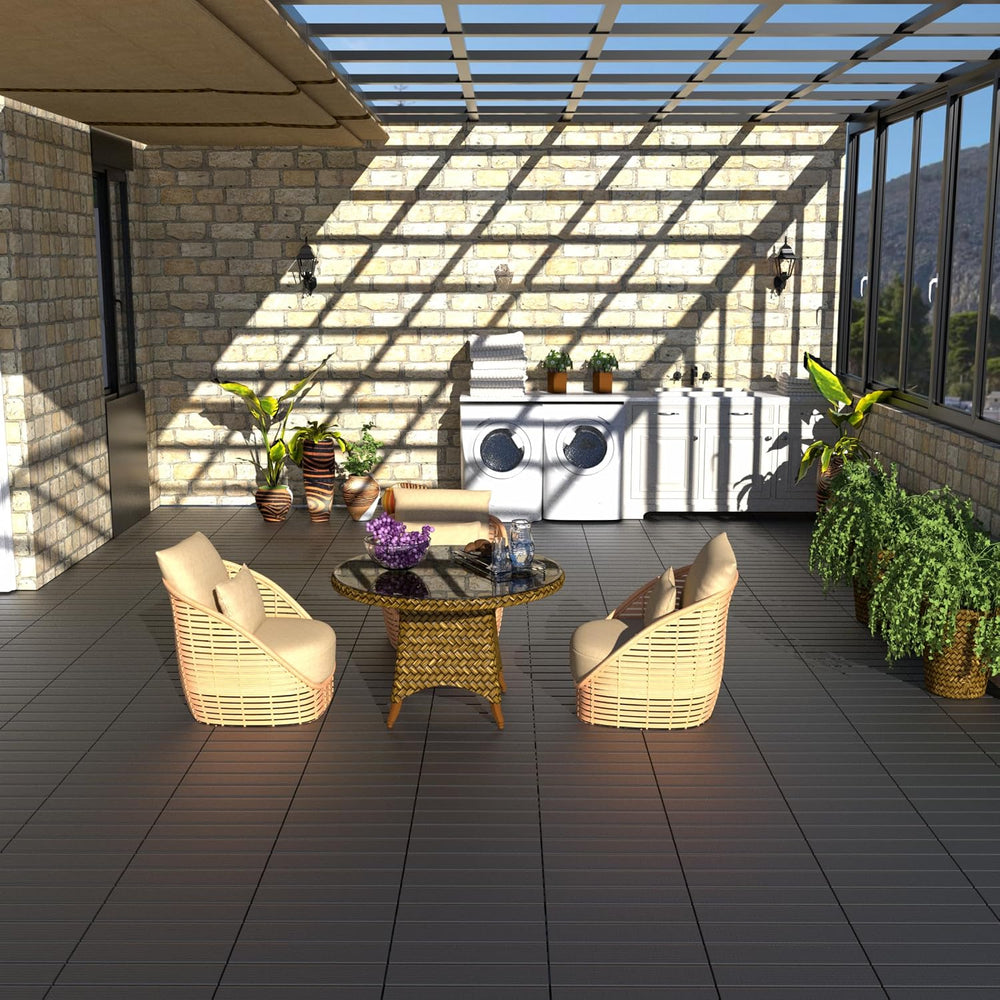 44 Sq. ft Plastic Interlocking Deck Tiles, ACIDBOLT 44 PCS 12" x 12"...