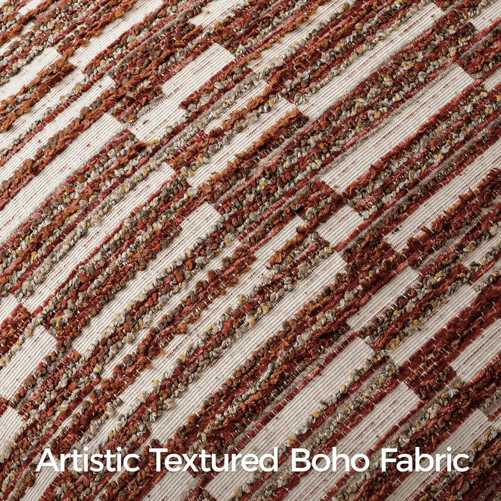 Boho Striped Decorative Throw Pillow Covers 26"X26" Set of 2,Burgundy