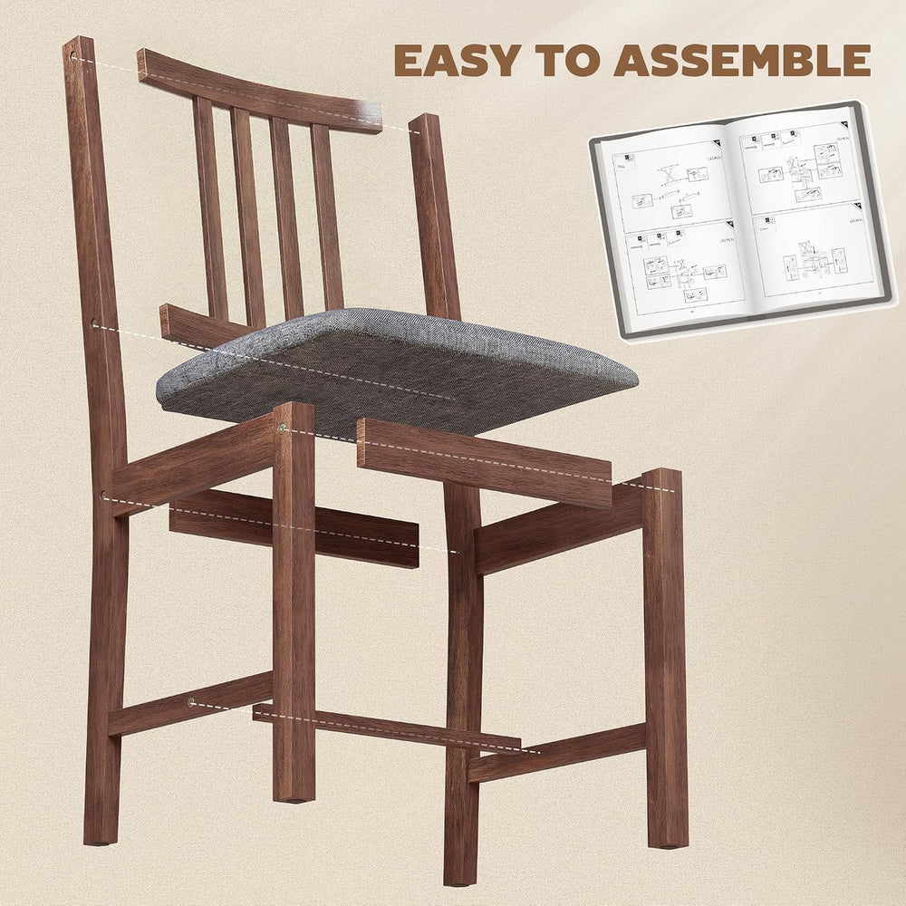 HOMCOM Wooden Dining Chairs Set of 2 with Slat Back, Farmhouse, Walnut