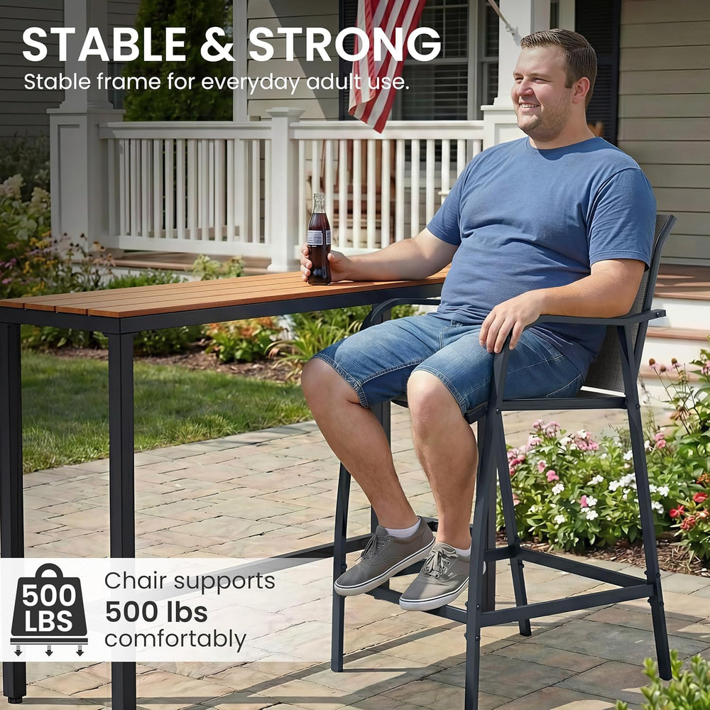 Crestlive 28.7" Outdoor Bar Stools Set of 2, 500 lb Mesh Patio Bar Chairs