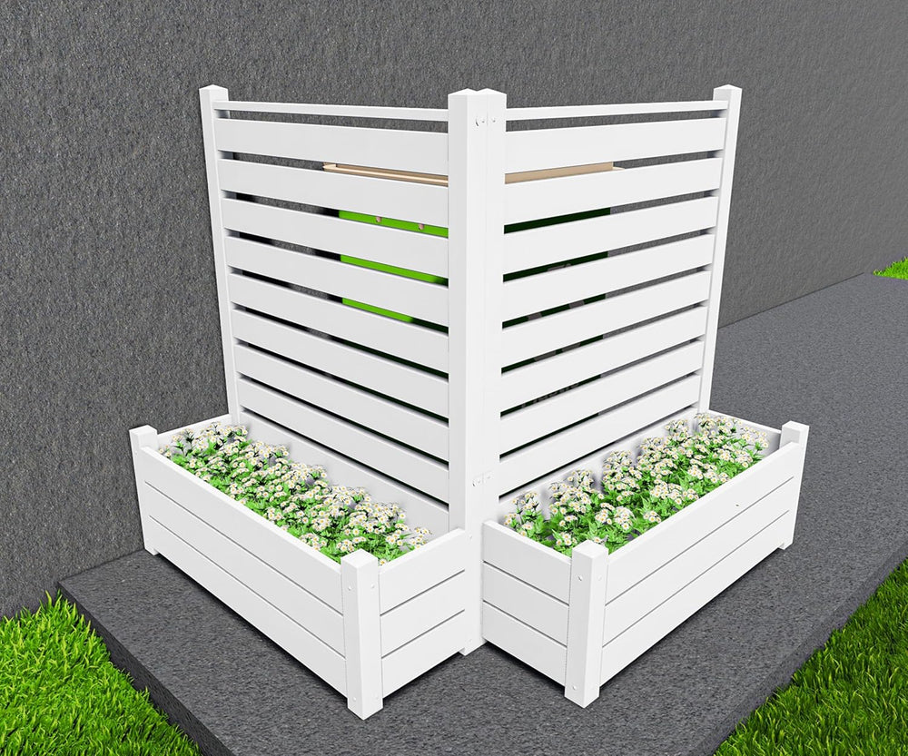 No-Dig Air Conditioner Fence 36" W X 45" H White Vinyl Privacy Fenc...