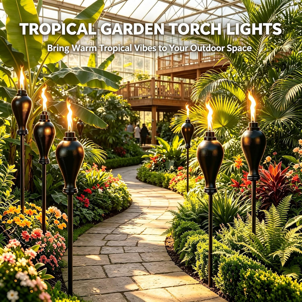 Metal Citronella Torches Outdoor,6 Pack,60 Inch Tall Flame Metal Torches for ...