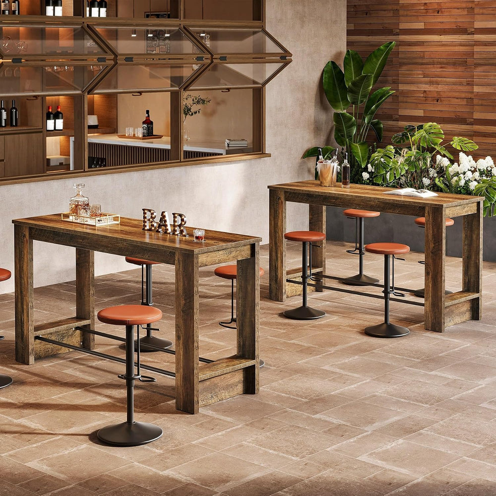 Tribesigns 63'' Bar Table Set of 2, Counter Height Table with Footrest