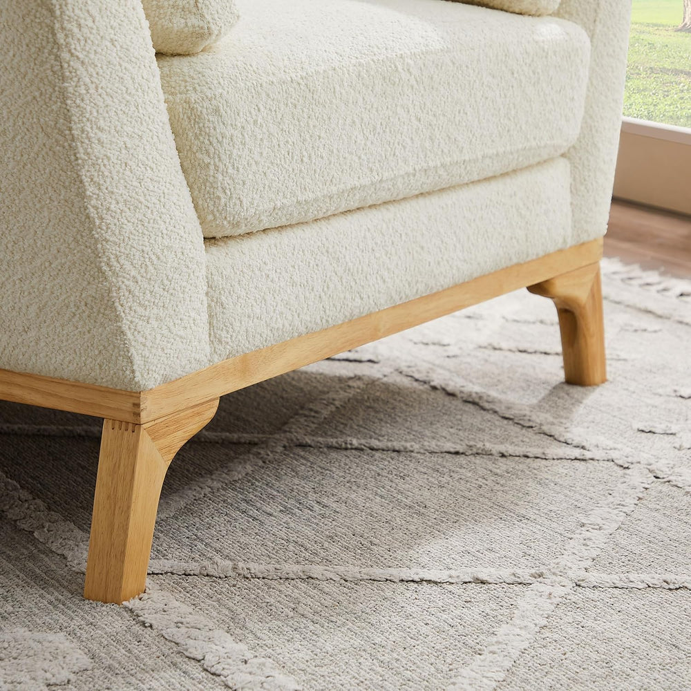 VANOMi 41.7" Large Accent Chair, Comfy Wide Reading Chair, Boucle White