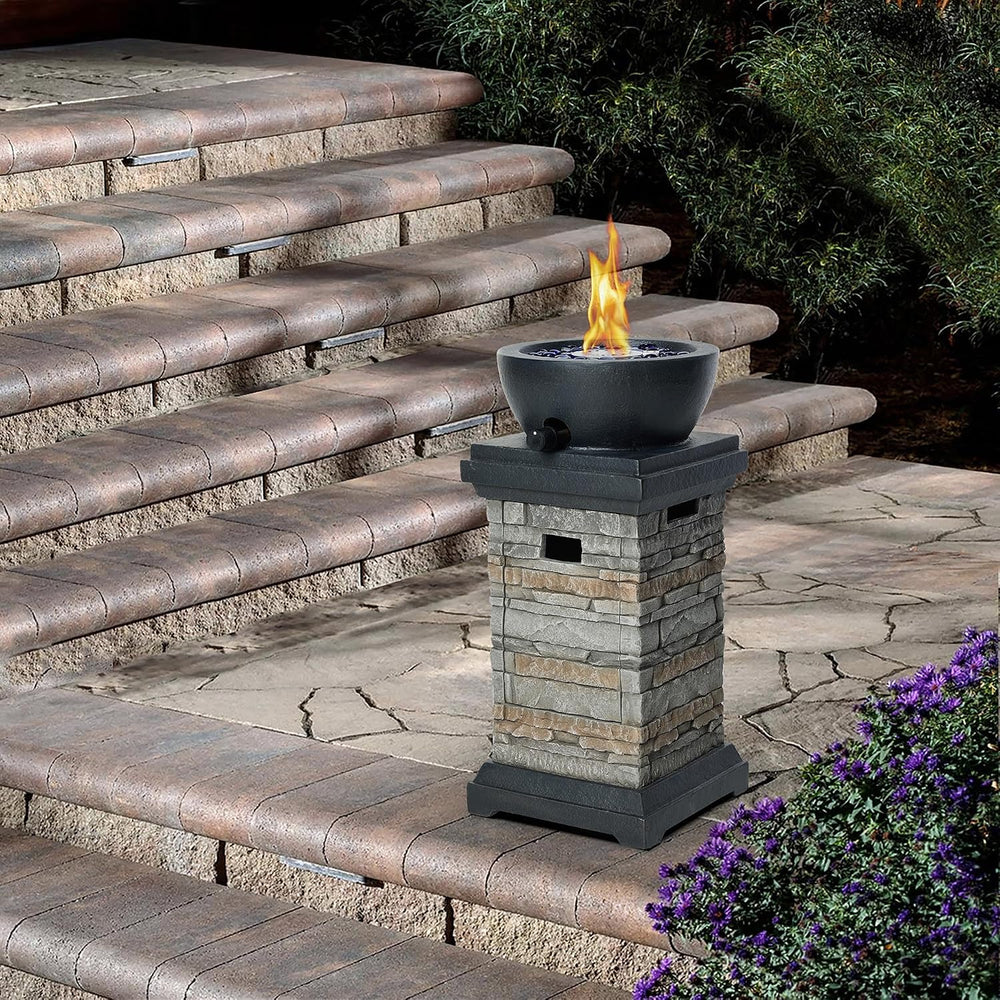 1 lb Bowl Gas Fire Pit, 10,000 BTU Propane Fire Pit, Outdoor Firepit for Outd...