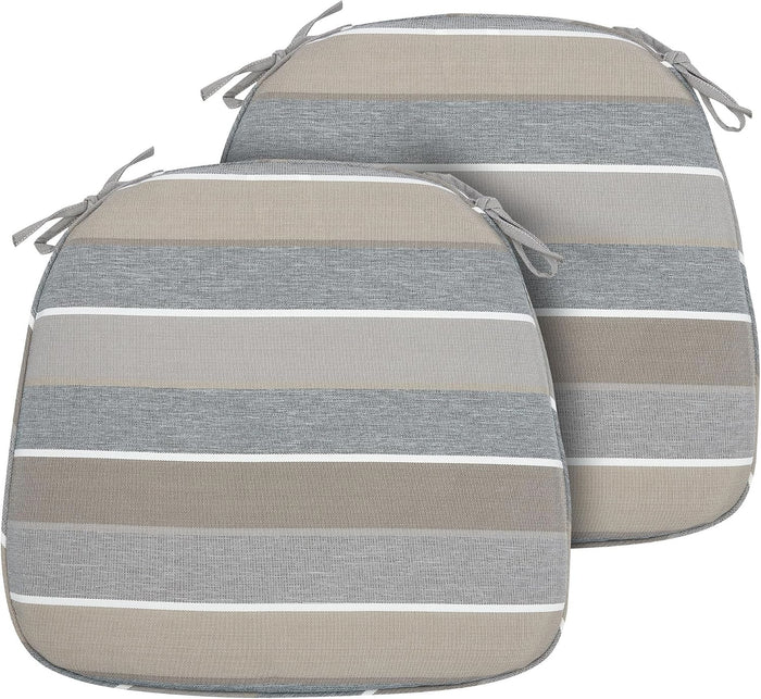 FUNHOME Indoor/Outdoor Chair Cushions Set of 2, 17x16x2Inch-Grey Stripe