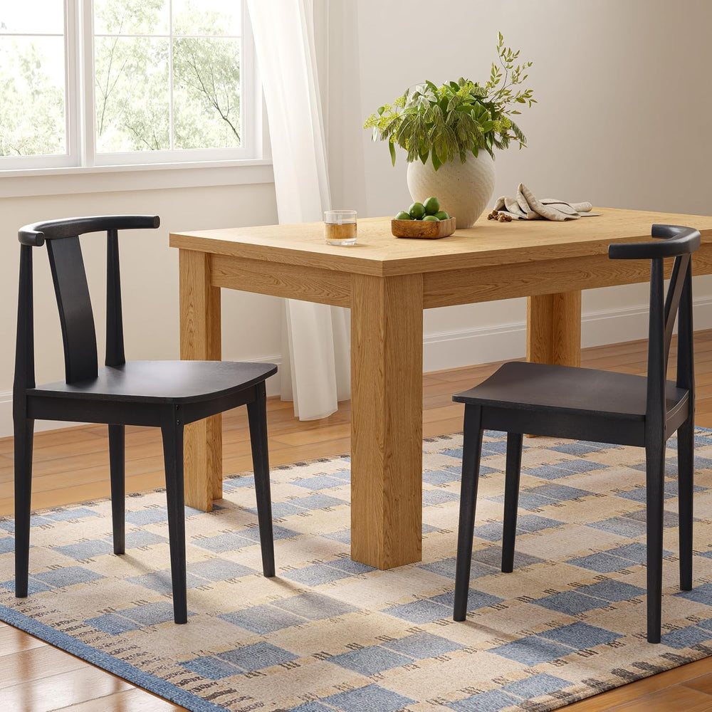 Wood Dining Room Chairs Set of 2, Mid Century Modern Kitchen Chairs Wishbone ...