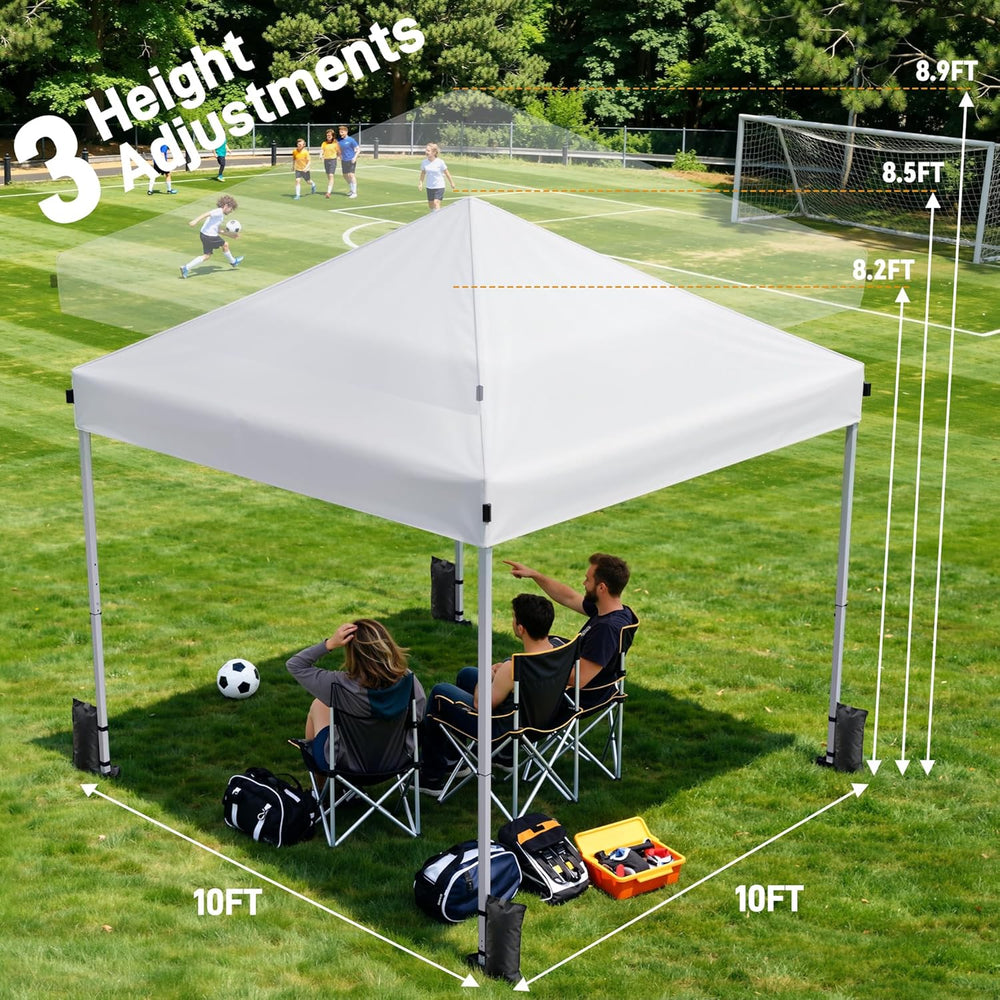 10x10 Pop Up Canopy Tent with One-Push Center Lock,White