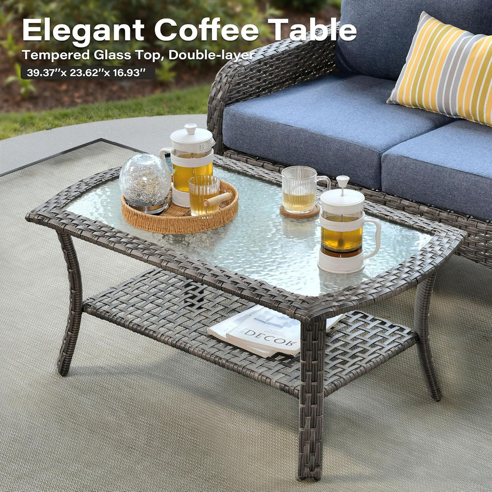 5 Pieces Patio Conversation Sets,Patio Furniture Set with Swivel Rocking Chai...