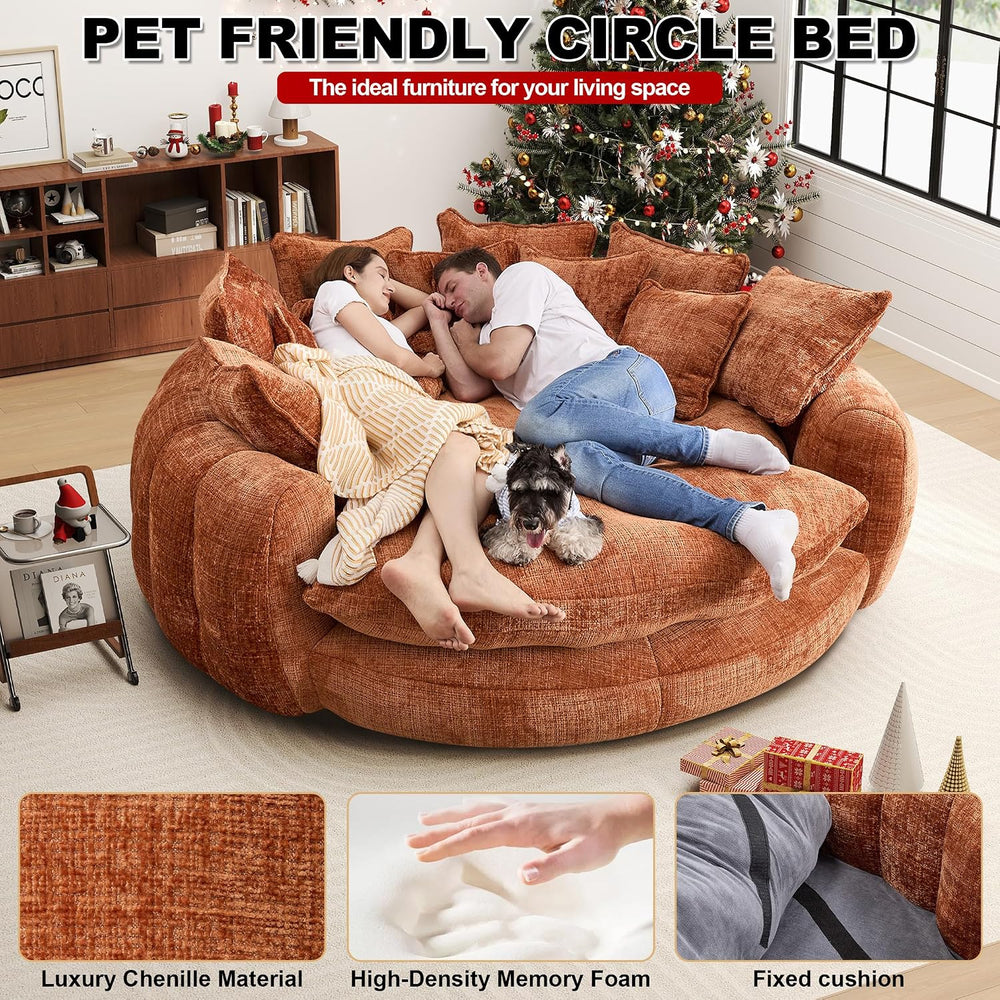 81.1" Cloud Couch Sleeper Sofa, Oversized Round Chaise Lounge Chair Indo...