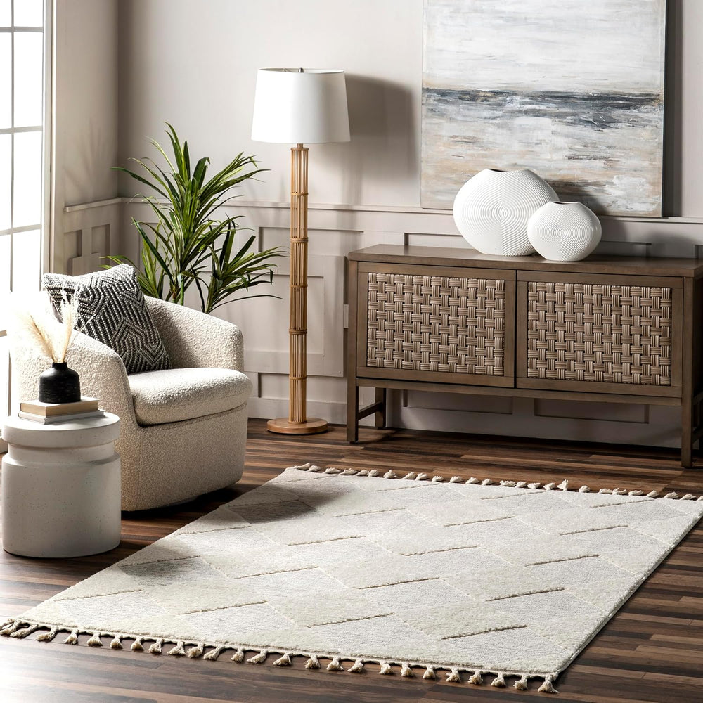 nuLOOM Marissa Off White Diamond Power Loomed Area Rug, 12' x 15'