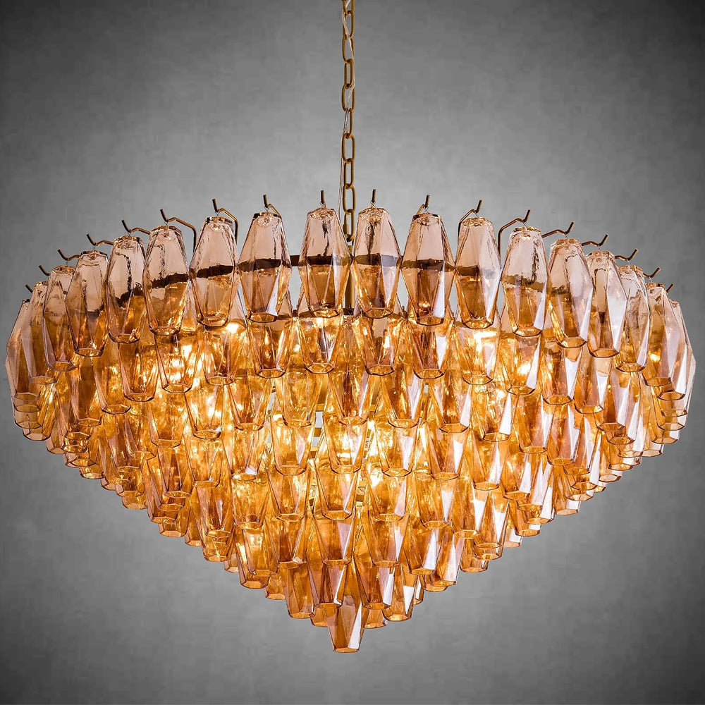 37" Extra Large Chandelier, 14-Light Gold Modern Round Chandelier for Li...