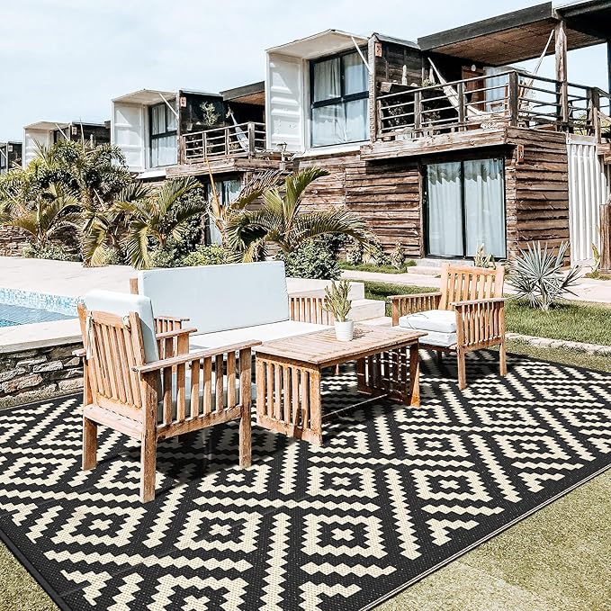 GENIMO Outdoor Rug for Patio Clearance, 10'x14' Waterproof Large Camp...