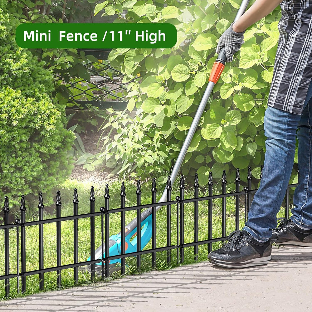 Decorative Metal Garden Fence 11" x 6', Small Fence Border with Stakes