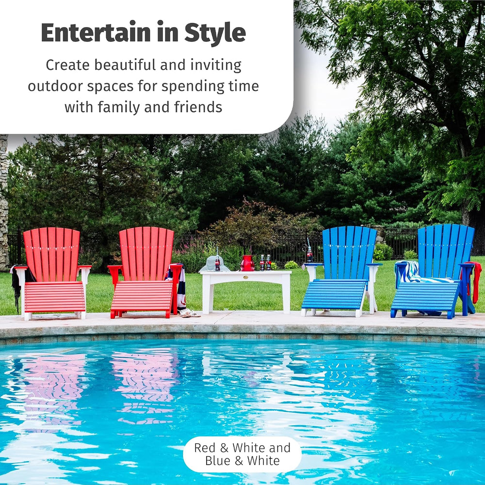 LuxCraft Plastic Poly Deluxe Adirondack Chair, Outdoor Patio Chair for Lawn a...