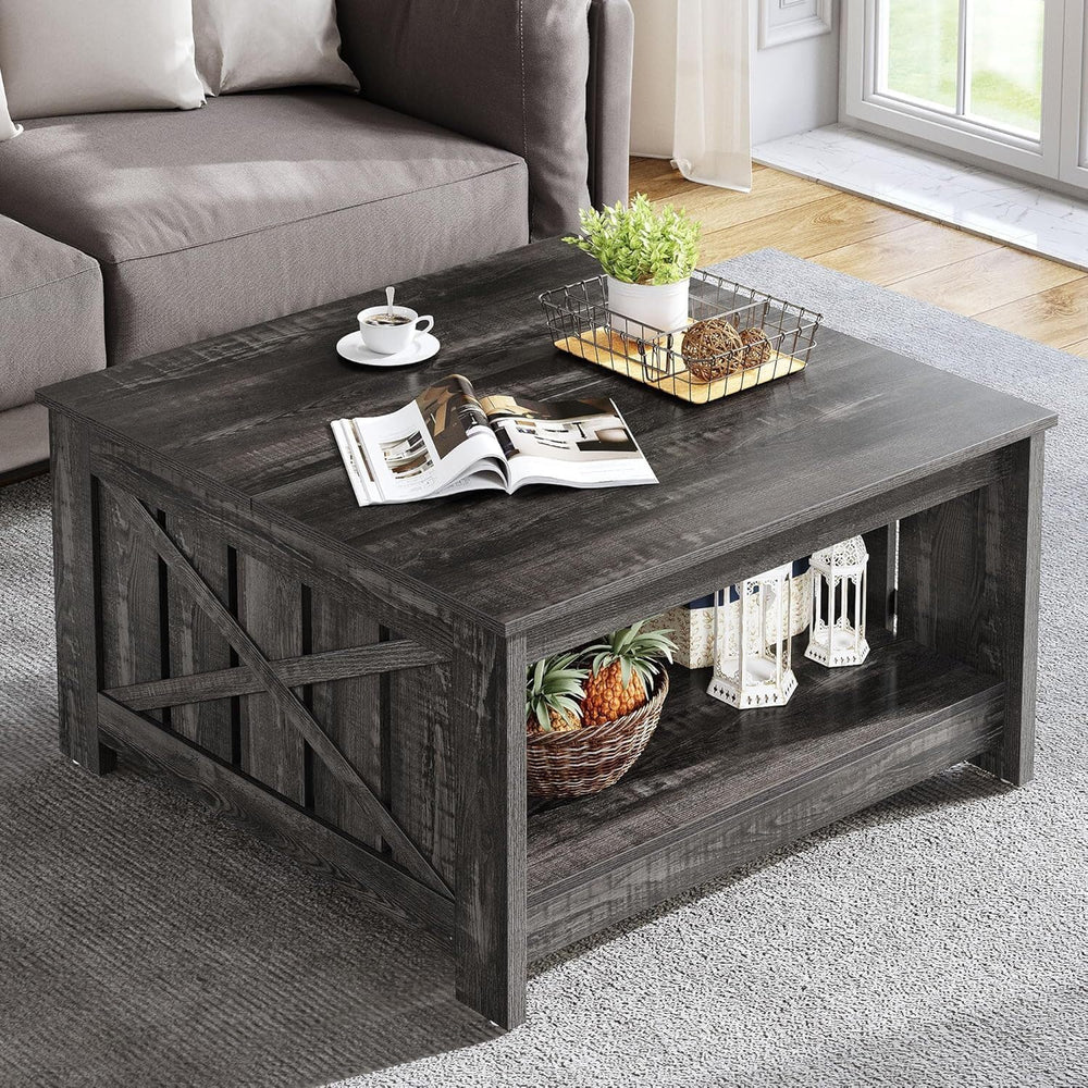 YITAHOME Coffee Tables Farmhouse Coffee Table with Storage Rustic Wood Cockta...