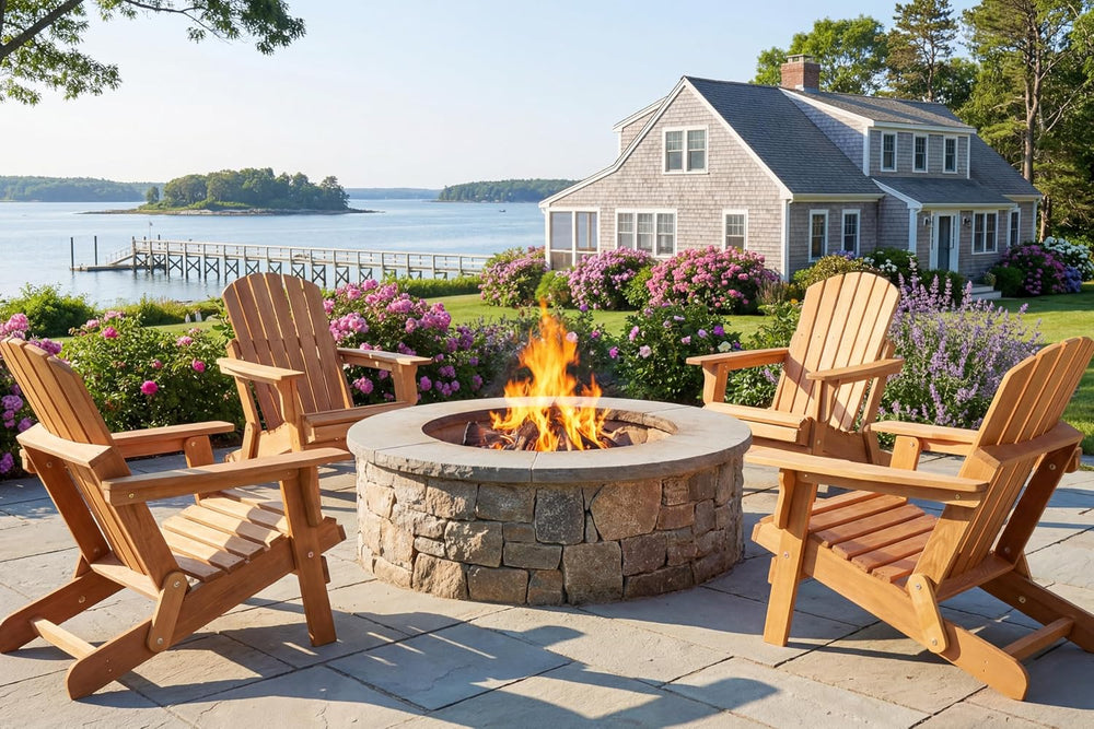 Oversized Wooden Folding Adirondack Chair with Pre-Assembled Backrest and Sea...