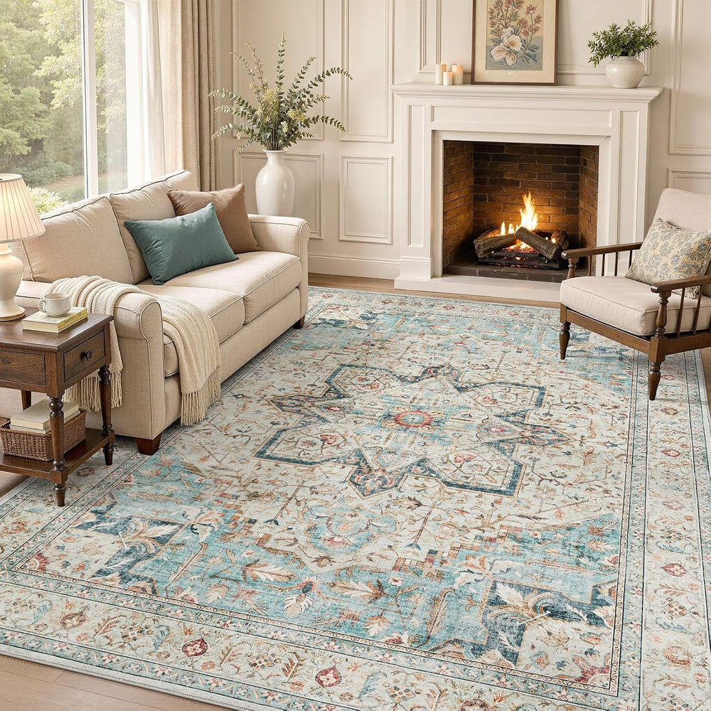 Tortania Area Rug 8x10 Living Room Rug Washable Soft Multi