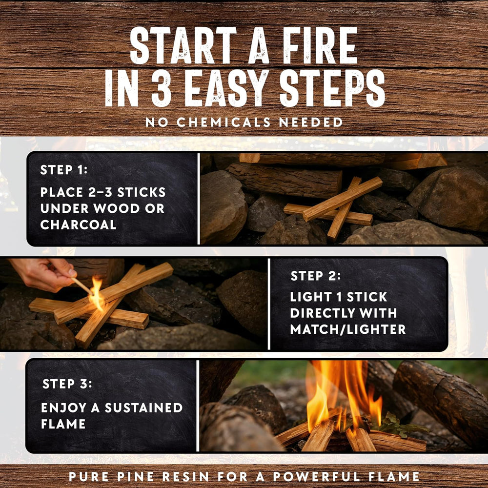 Billy Buckskin 10lb Fatwood Fire Starter Sticks, 100% Natural Firestarter