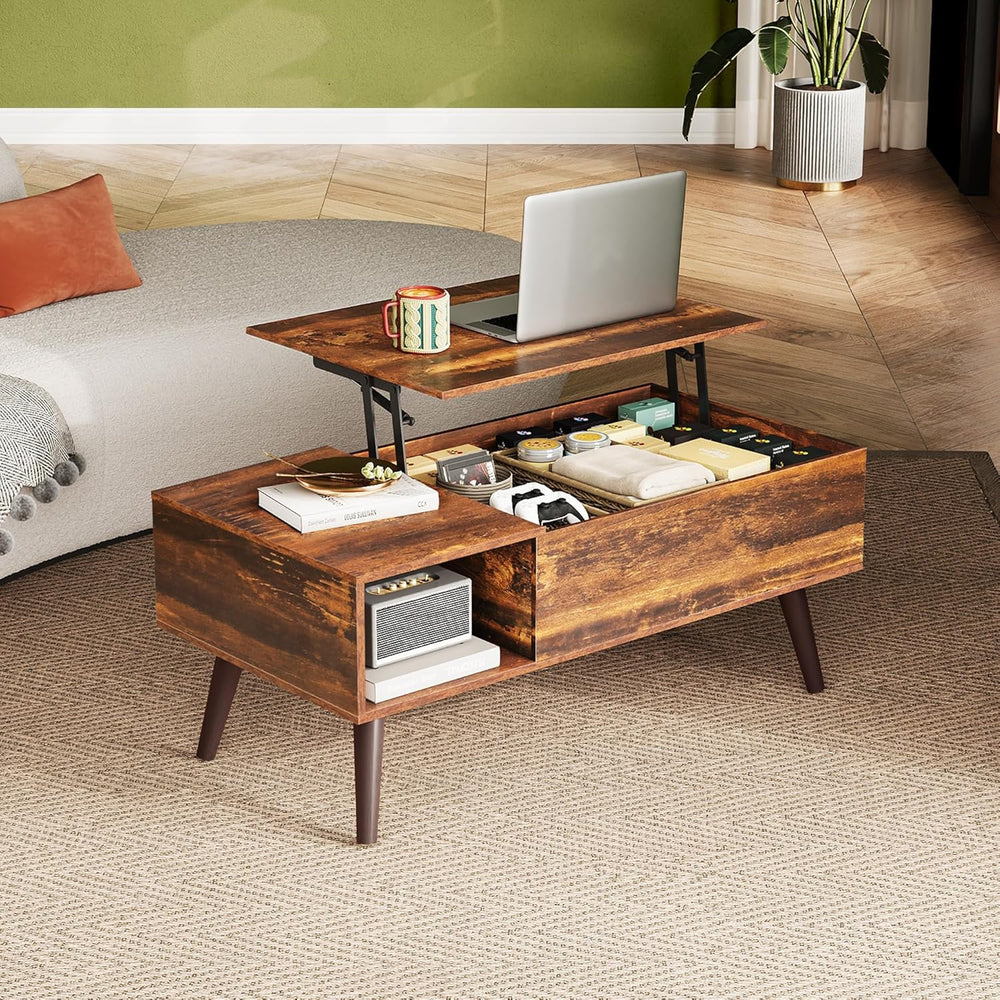 WLIVE Lift Top Coffee Table with Hidden Storage, Brown